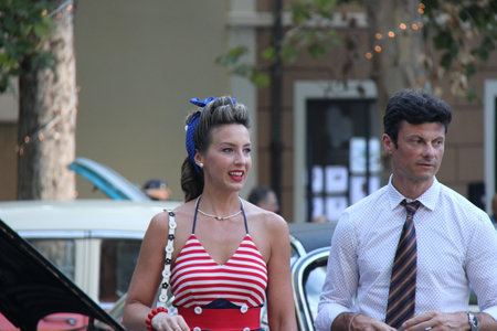 Senigallia, Italy 8 August 2019 is an international music festival focused on the US music and culture of the fifties. In the photo: people dressed up in the 50s style Summer Jamboreeのeditorial素材