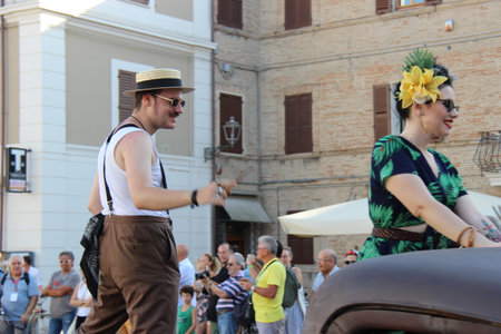 Senigallia, Italy August 6, 2019 is an international music festival focused on American music and culture of the 1950s here of wild dancers. In the photo: people dressed up in the 50s styleのeditorial素材