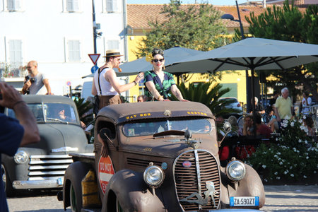 Senigallia, Italy August 6, 2019 is an international music festival focused on American music and culture of the 1950s here of wild dancers. In the photo: people dressed up in the 50s styleのeditorial素材