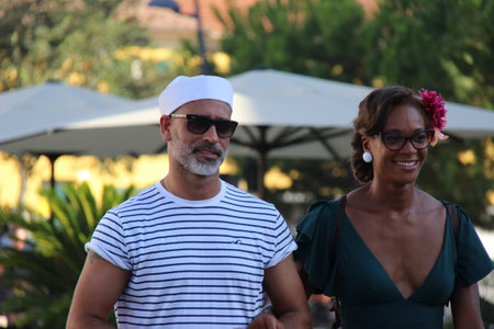 Senigallia, Italy, 6 August 2019 is an international music festival focused on the music and culture of the United States of the 1950s. Pictured: people dressed in 50s style and car paradeのeditorial素材