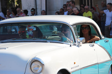 Senigallia, Italy August 8, 2019 is an international music festival focused on American music and culture of the 1950s here of wild dancers. In the photo: people dressed up in the 50s styleのeditorial素材