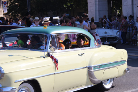 Senigallia, Italy August 8, 2019 is an international music festival focused on American music and culture of the 1950s here of wild dancers. In the photo: people dressed up in the 50s styleのeditorial素材