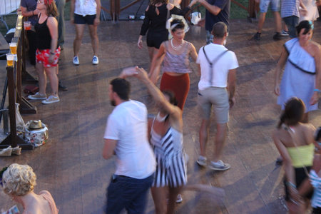 Senigallia, Italy 6 August 2019 is an international music festival focused on the US music and culture of the fifties. In the photo: people dressed up in the 50s style / Summer Jamboreeのeditorial素材