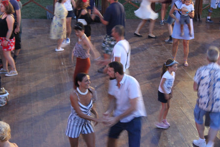 Senigallia, Italy 6 August 2019 is an international music festival focused on the US music and culture of the fifties. In the photo: people dressed up in the 50s style / Summer Jamboreeのeditorial素材