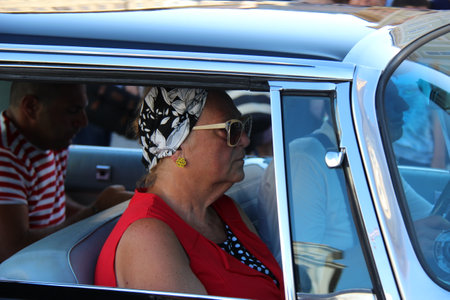 Senigallia, Italy 6 August 2019 is an international music festival focused on the US music and culture of the fifties. In the photo: people dressed up in the 50s styleのeditorial素材