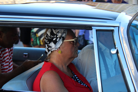 Senigallia, Italy 6 August 2019 is an international music festival focused on the US music and culture of the fifties. In the photo: people dressed up in the 50s styleのeditorial素材