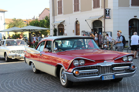 Senigallia, Italy, August 10, 2019 Summer Jamboree is an international music festival focused on the music and culture of the United States of the 1950s. Pictures: people dressed in 50s style and carのeditorial素材