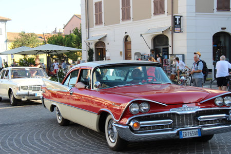 Senigallia, Italy, August 10, 2019 Summer Jamboree is an international music festival focused on the music and culture of the United States of the 1950s. Pictures: people dressed in 50s style and carのeditorial素材