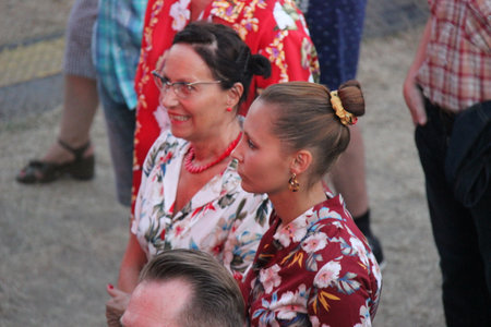 People vintage, Senigallia, Italy 12 August 2019 is an international music festival focused on the US music and culture of the fifties.In the photo: people dressed up in the 50s styleのeditorial素材
