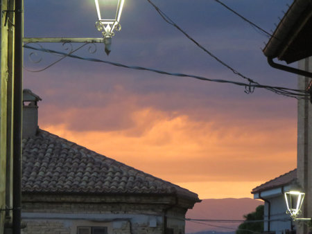 Sunset in the old town of Rovinj, Croatiaの写真素材