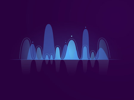 Music sound wave, blue lighting, dark neon vector illustration