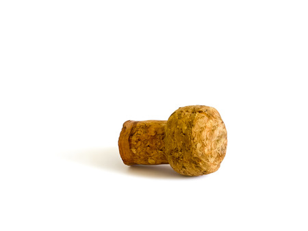 Sparkling wine cork isolated on white backgroundの写真素材