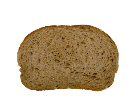 Fresh rye bread slice isolated on white background.