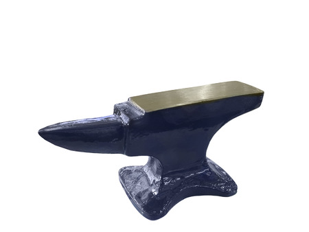 Iron blue anvil isolated on white backgroundの写真素材