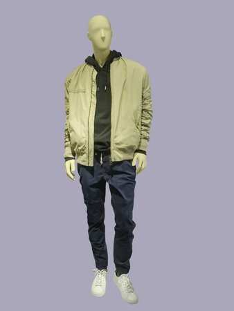 Full-length male mannequin dressed in sportswear, isolated.  No brand names or copyright objects.の写真素材