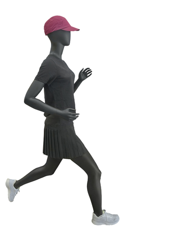 Running female mannequin isolated on white background. No brand names or copyright objects.の写真素材