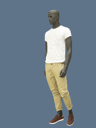 Full-length male mannequin dressed in casual clothes, isolated. No brand names or copyright objects.の写真素材