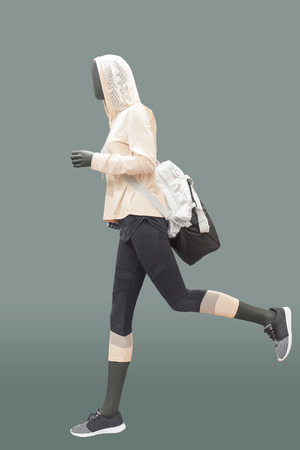 Running female mannequin. No brand names or copyright objects.の写真素材