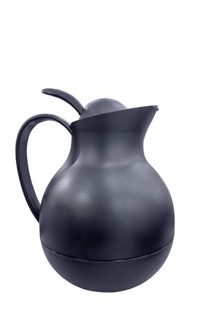 Black jug isolated on white background. Looks like teapot or beverages pot.の写真素材