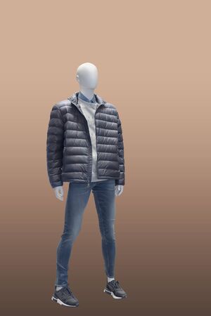 Full-length male mannequin dressed in casual clothes, isolated. No brand names or copyright objects.の写真素材