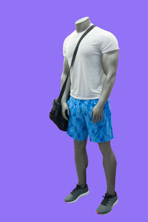 Male mannequin wearing sport athletics clothes, isolated.の写真素材