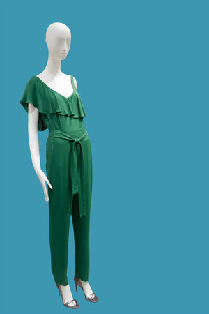 Full length female mannequin dressed in summer fashionable clothes, isolated. No brand names or copyright objects.の写真素材