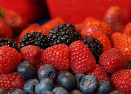 Colorful fresh berries, blueberry, blackberry, raspberry, strawberryの写真素材