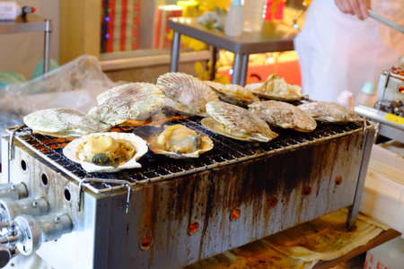 Grilled shellfish at night market