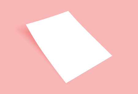 white blank A4 papers with shadows on the pink background. Templates for presentation of design like...
