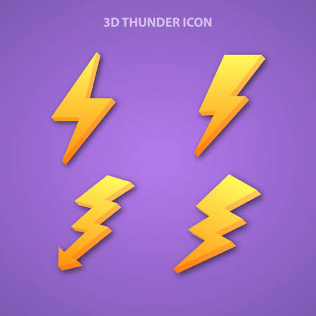 Set of thunder and bolt lighting flashのイラスト素材