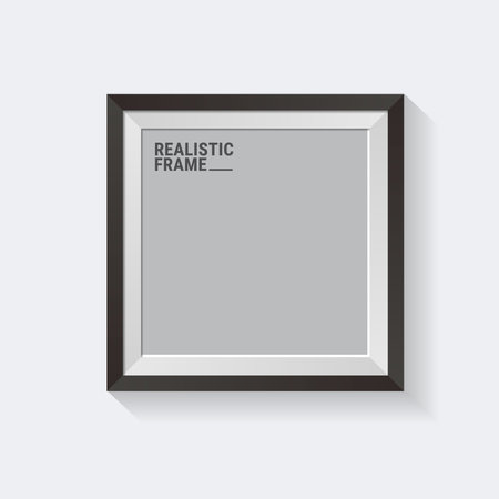 Photo Frames isolated on white background. Realistic square black frames mockup. Frame template for...