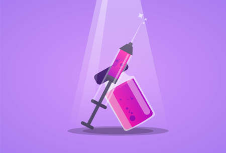 Illustrations of coronavirus vaccine in 3D styleのイラスト素材
