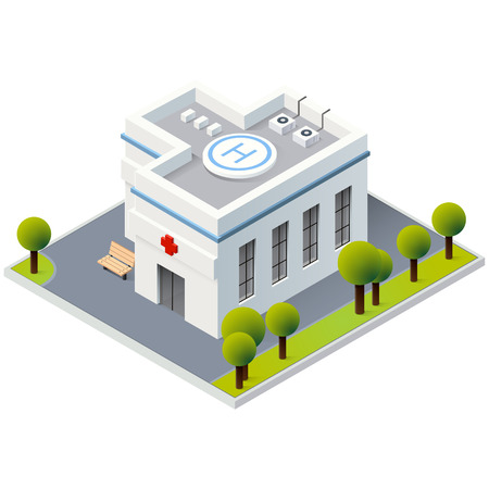 Isometric Hospital Buildingのイラスト素材