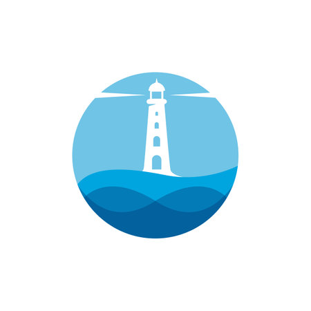 Lighthouse icon in flat style. Beacon vector illustration on white isolated background. Lighthouse business concept.のイラスト素材
