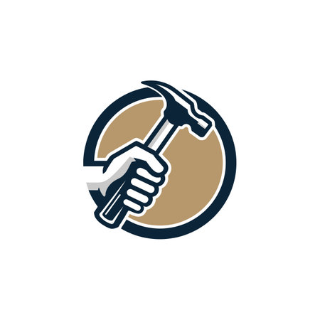 Hammer Icon Logo Design Element. Hammer with screwdriver icon.のイラスト素材