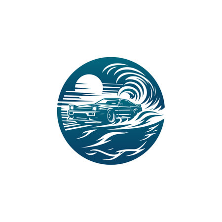 Vintage car vector logo template. Retro car vector logo design.のイラスト素材