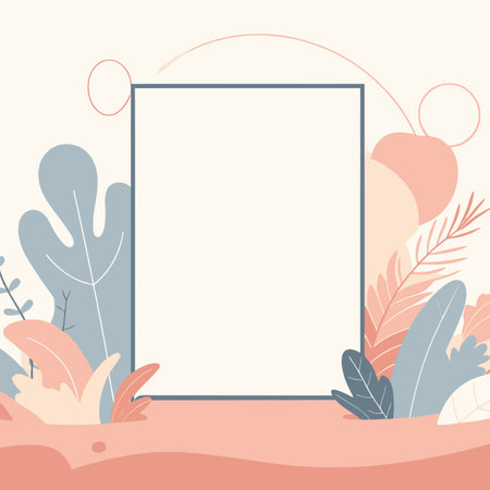 Frame with tropical leaves and plants. Vector illustration in flat style.のイラスト素材