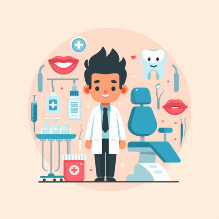 Dentist character. Dentist concept. Vector illustration in flat styleのイラスト素材