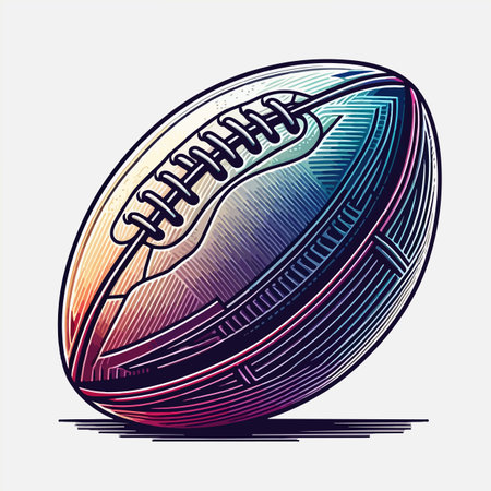 Rugby ball isolated on white background. Vector illustration in retro style.のイラスト素材