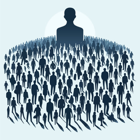 People crowd in the shape of a human silhouette. Vector illustration.のイラスト素材