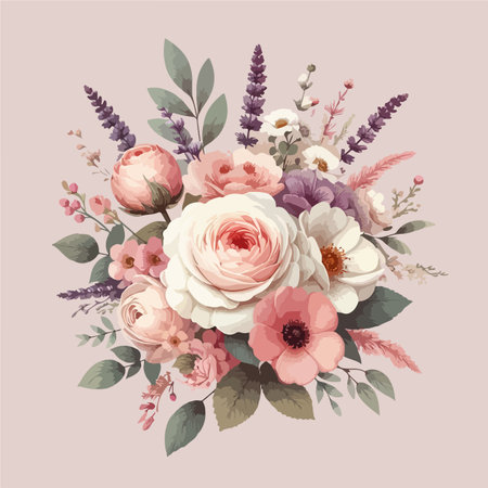 Bouquet of flowers. Vintage floral background. Vector illustration.のイラスト素材