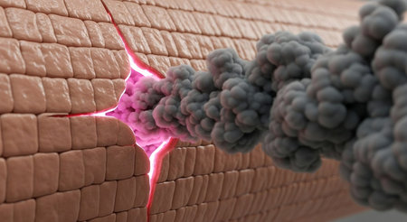 Leaky Gut Concept - Open Intestinal Wall Emitting Toxic Gasの素材