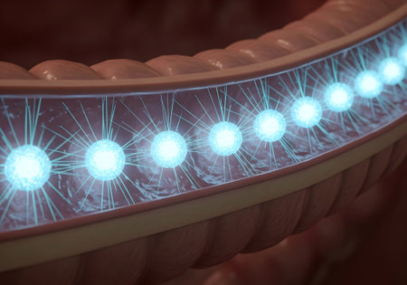 Peyers patches immune clusters covering the intestinal mucosaの素材