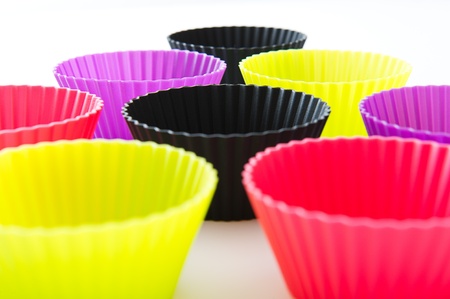 Coloured muffin cups  Ready to be used の写真素材