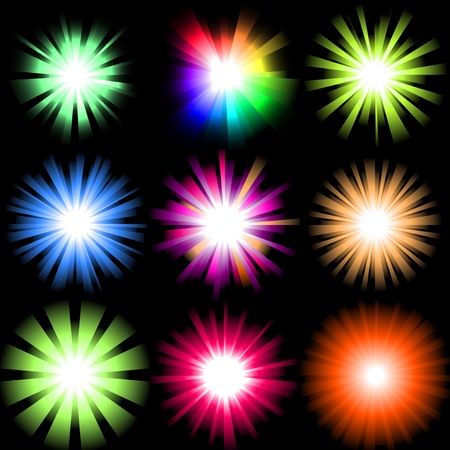 Set of ray design elements in various shapes and colorsのイラスト素材