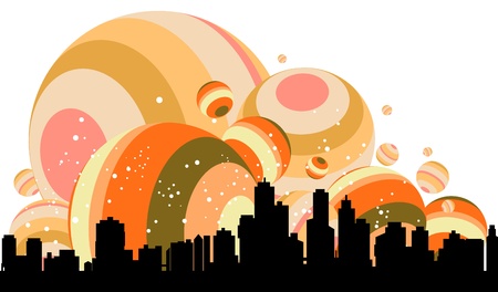 Joyful illustration of contemporary cityscapeのイラスト素材