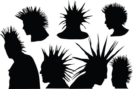 70s-80s punk rock hairstyle, urban cultureのイラスト素材