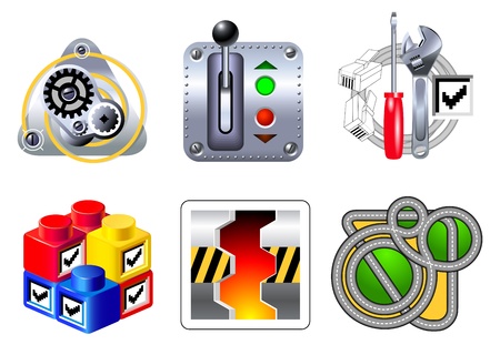 Set of 6 aqua style icons for web and applicationsのイラスト素材