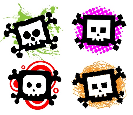 Set of colorful cartoon skullsのイラスト素材