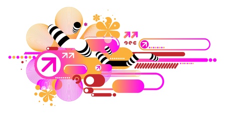 Pink techno composition of various elementsのイラスト素材
